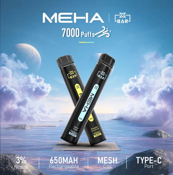 MEHA XBAR 魅嗨小黑條7000口拋棄式電子煙｜極簡黑潮設計・高容量續航配置・細膩霧化體驗