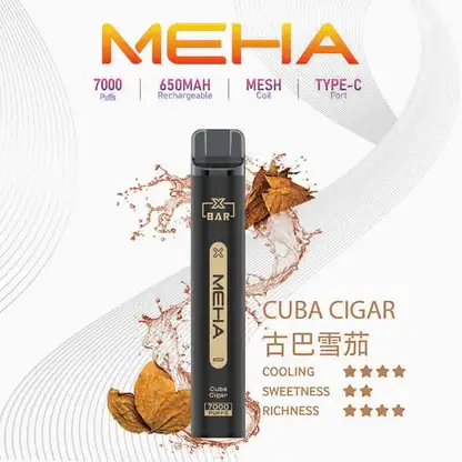 MEHA XBAR 魅嗨小黑條7000口拋棄式電子煙｜極簡黑潮設計・高容量續航配置・細膩霧化體驗